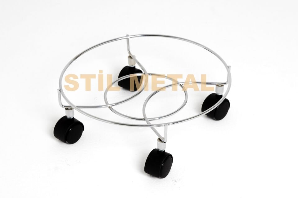 Tekerlekli Metal Damacana Standı - Krom Kaplama Taşıyıcı Altlık