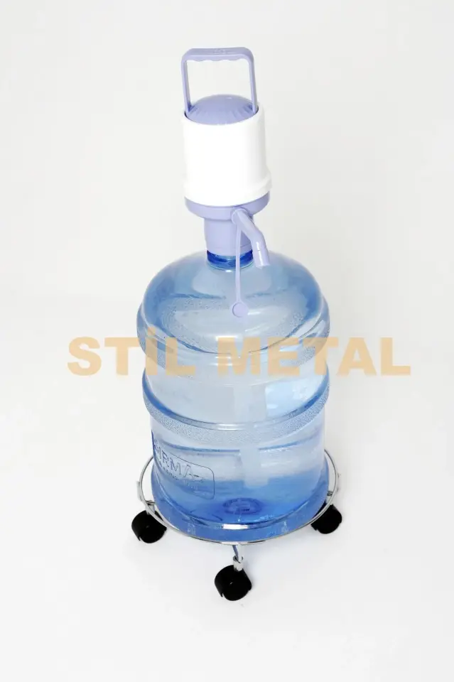Tekerlekli Metal Damacana Altlığı, Saksı Taşıyıcı Altlık, Tüp Çek Standı - Krom Kaplama
